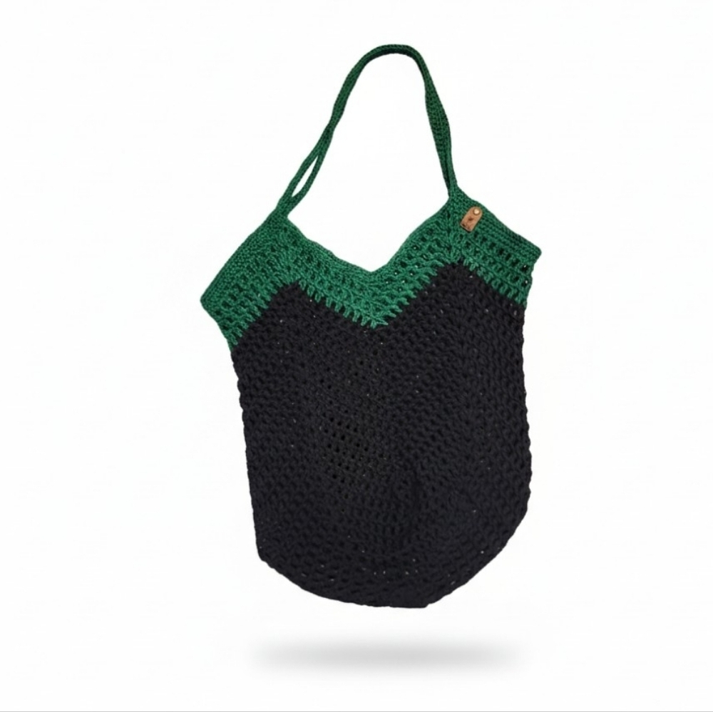Crochet Chevron Market Large Tote Bag